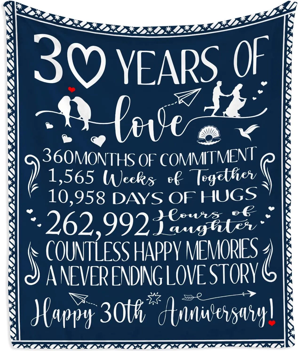 30th Anniversary Wedding Blanket, 30th Anniversary Wedding Gift Ideas