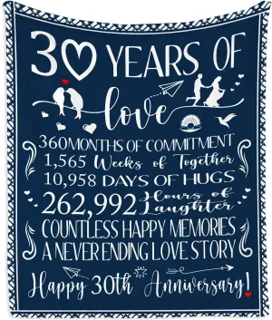 30th Anniversary Wedding Blanket, 30th Anniversary Wedding Gift Ideas