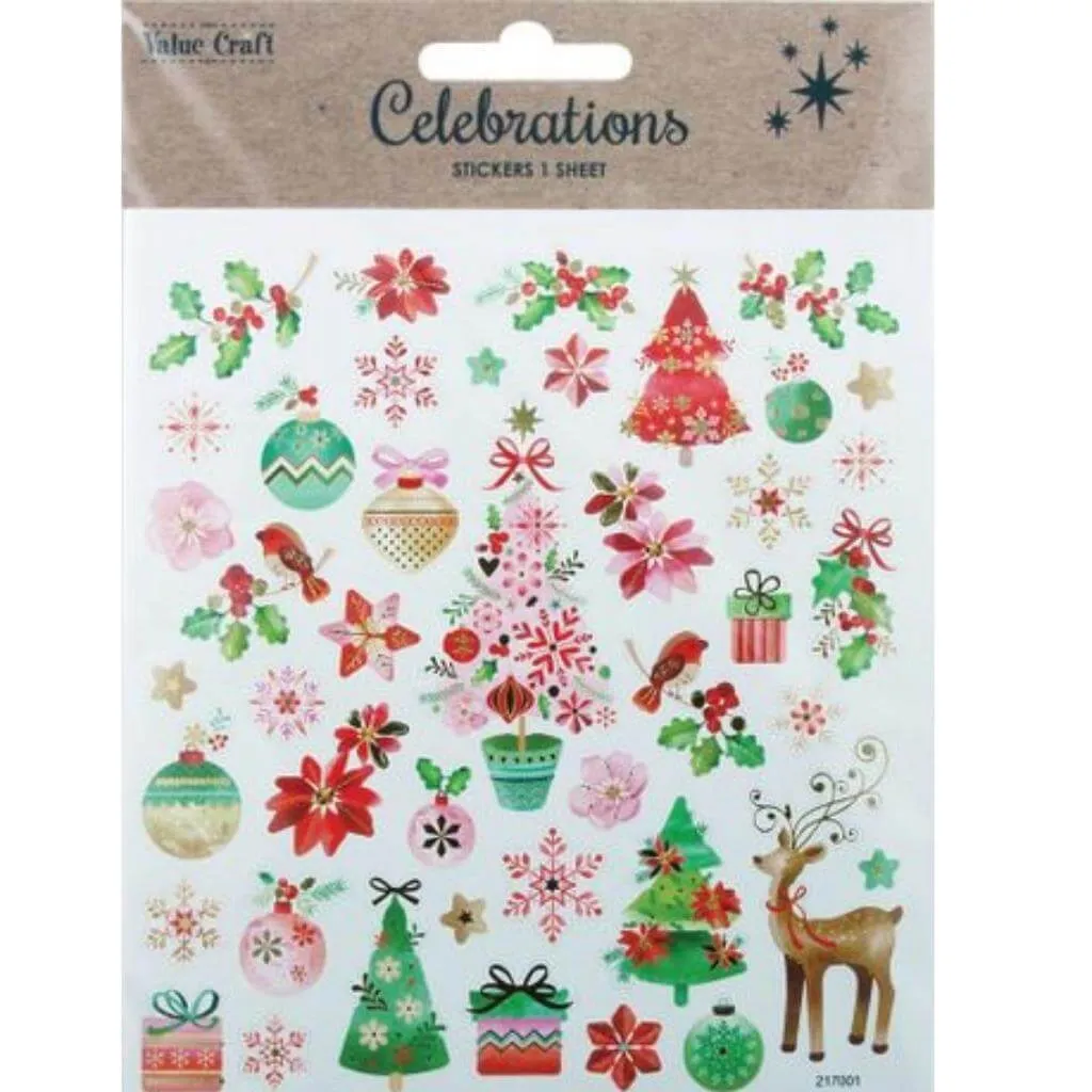 Assorted Christmas Stickers 1 Sheet