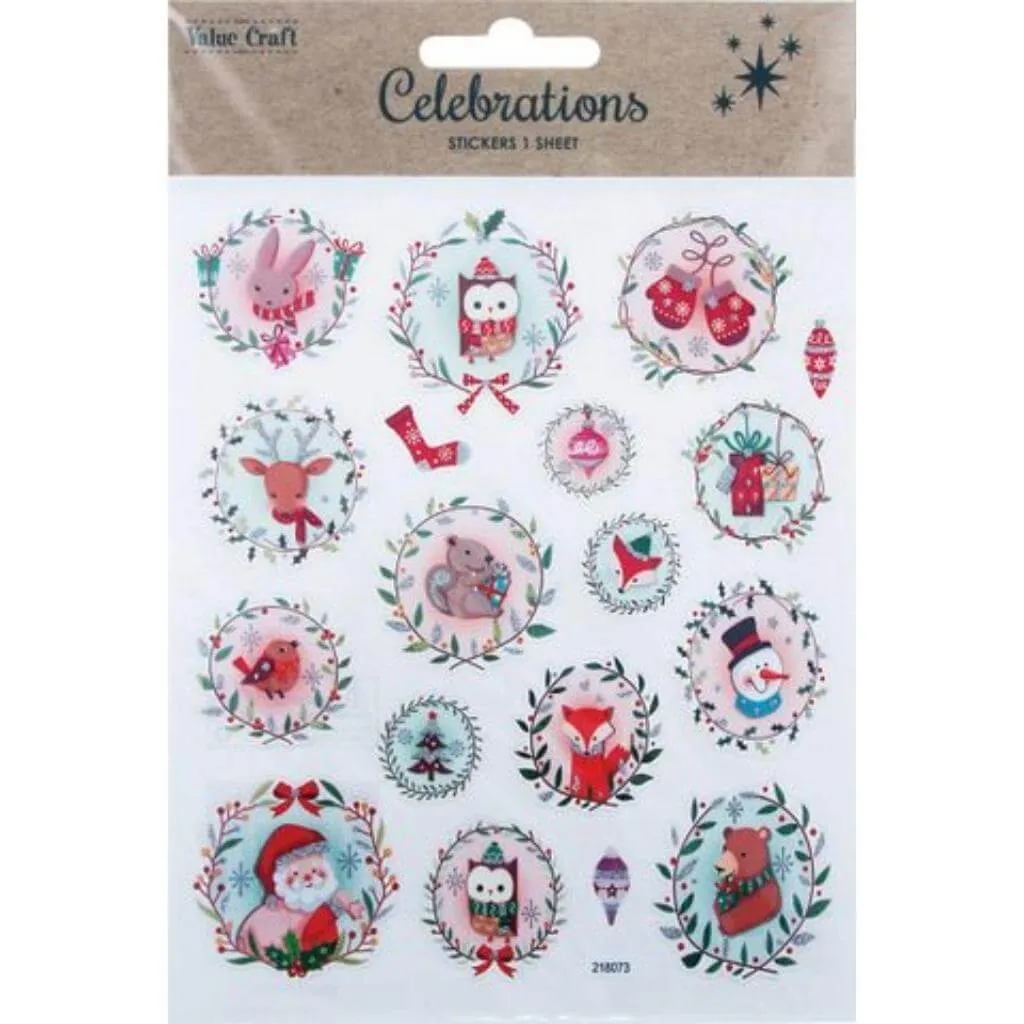 Assorted Christmas Stickers 1 Sheet