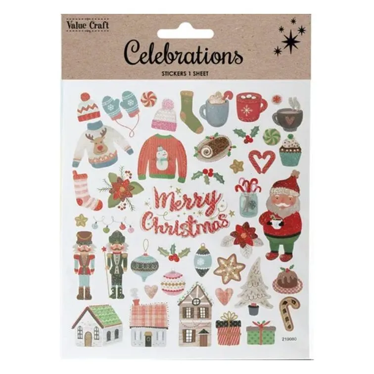 Assorted Christmas Stickers 1 Sheet