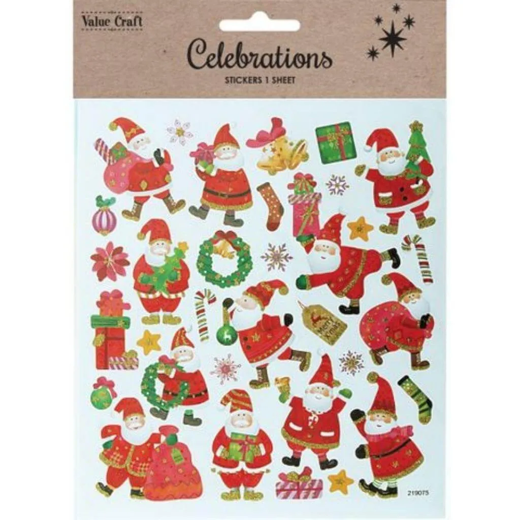 Assorted Christmas Stickers 1 Sheet