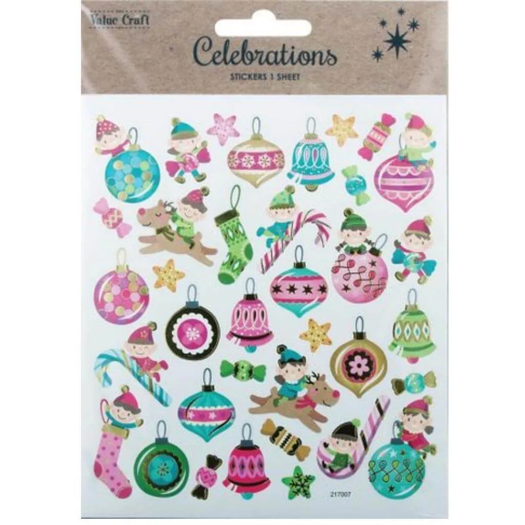 Assorted Christmas Stickers 1 Sheet