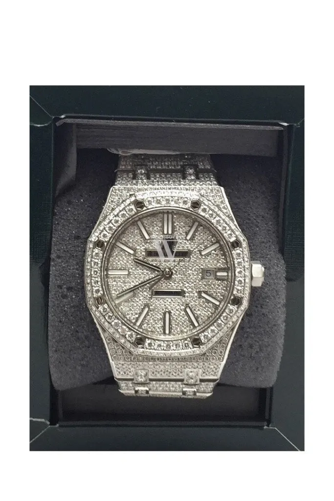 Audemars Piguet 41 Custom Diamonds Steel Men's Watch 15400ST.OO.1220ST.01