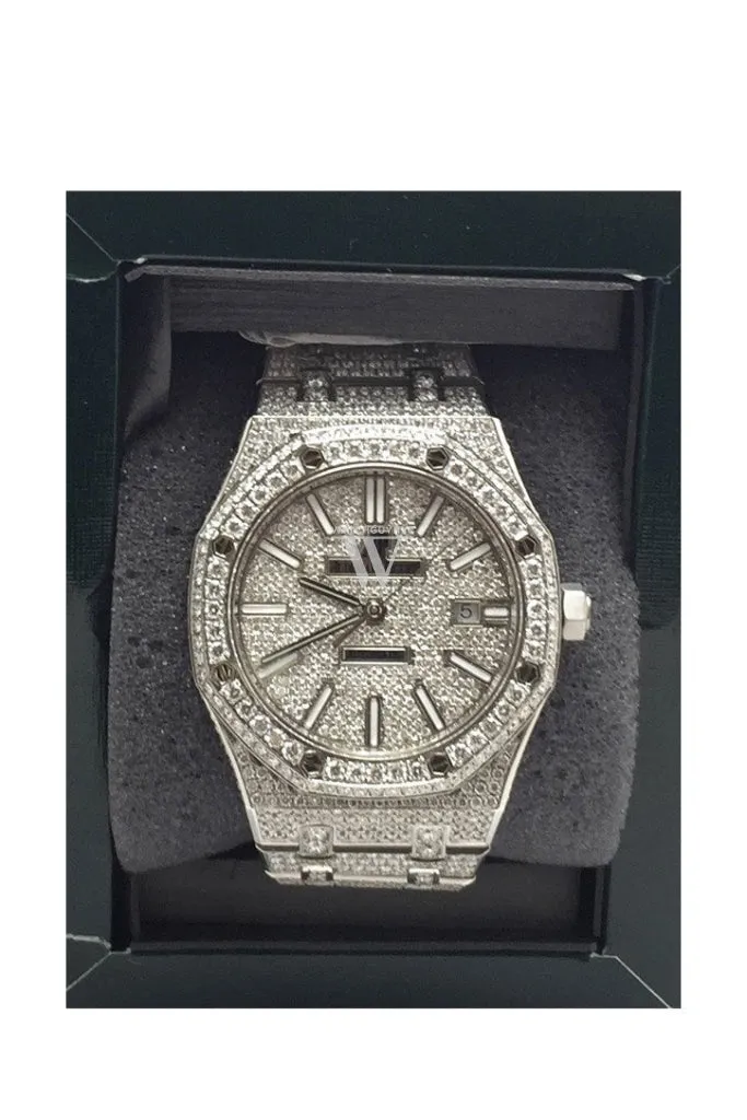 Audemars Piguet 41 Custom Diamonds Steel Men's Watch 15400ST.OO.1220ST.01