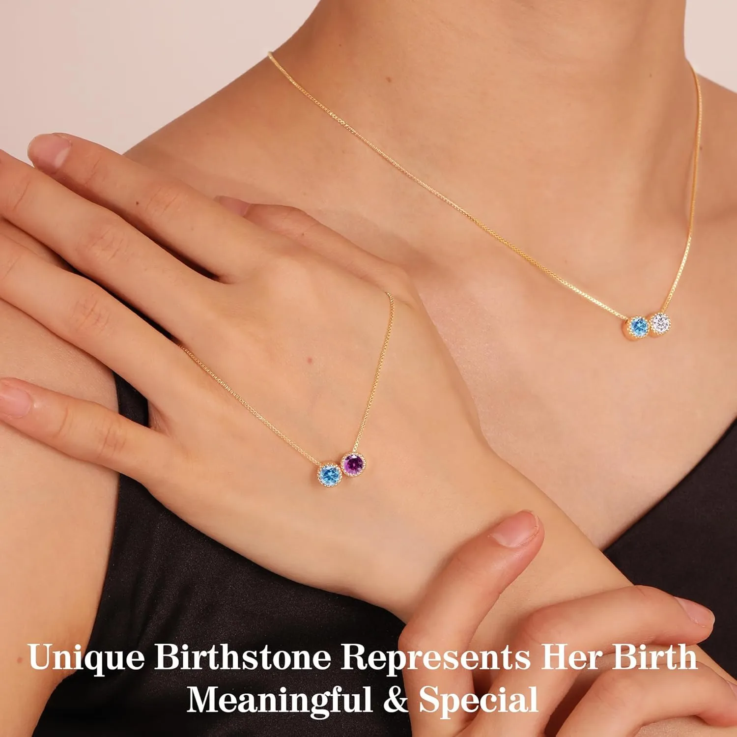 Birthstone Necklace for Women Teen Gifts 14K Gold Plated Necklace with 1-12 Birthstone 16th 18th 21st 30th 50th Birthday Gift for Her Anniversary Friendship Christmas Gifts Jewelry