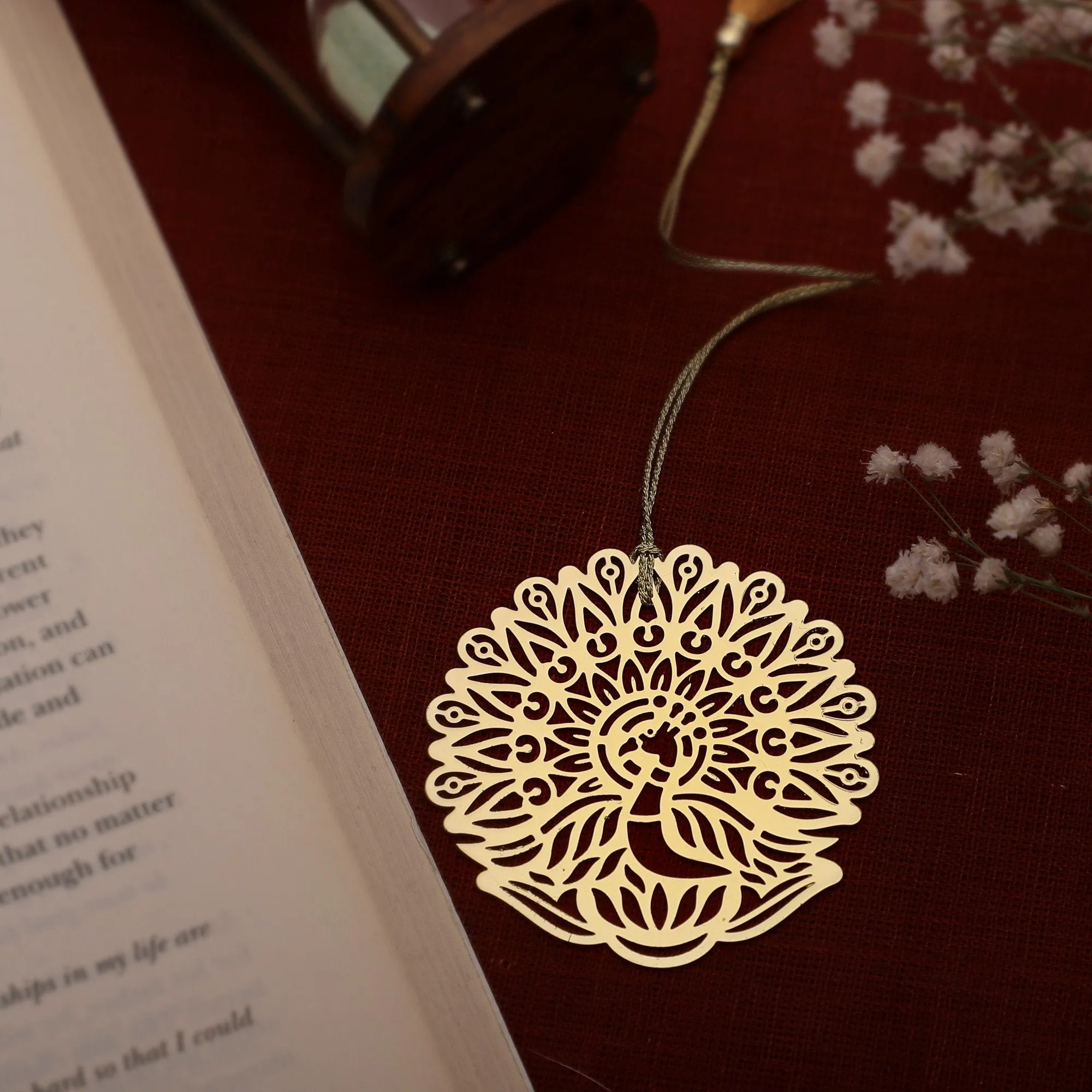 Brass Bookmark Peacock Circular