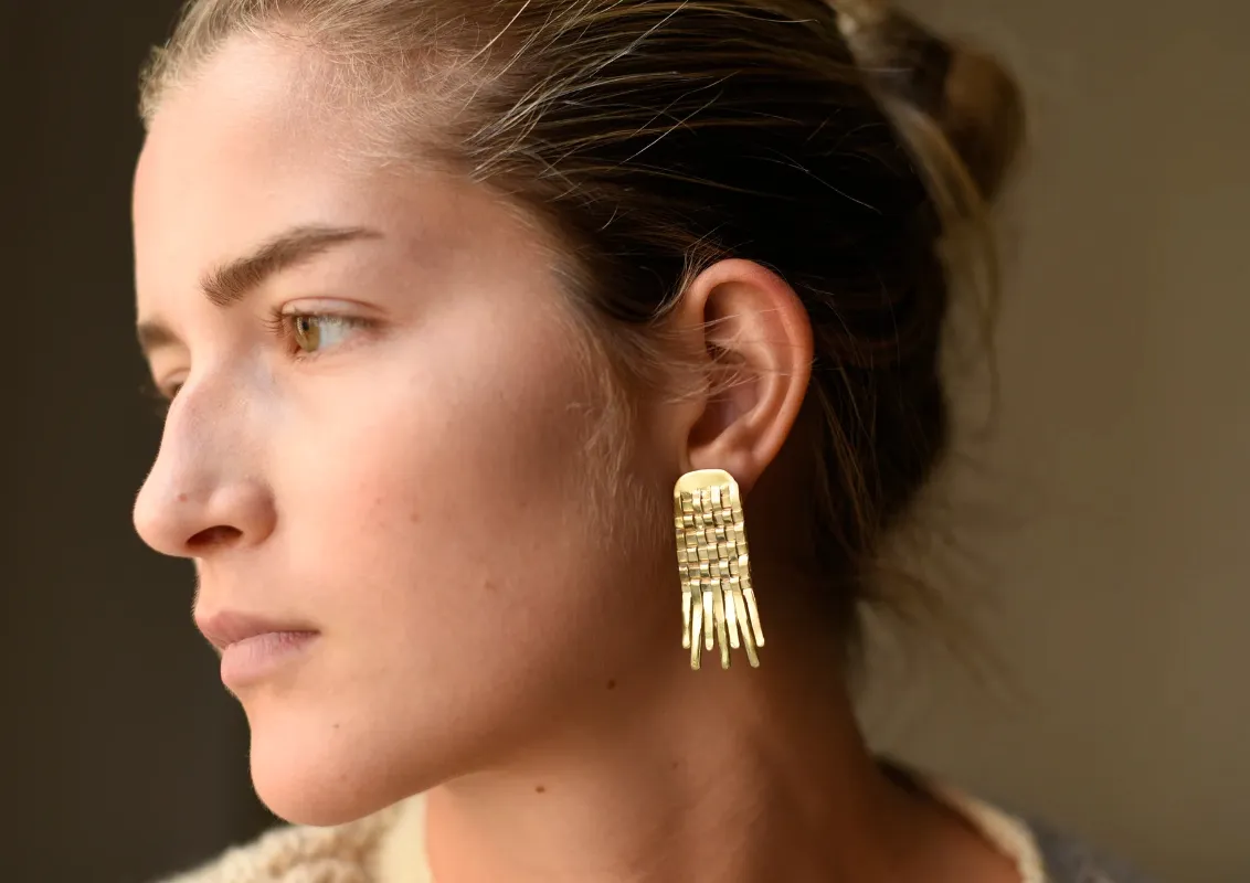 Brass Weave Earrings