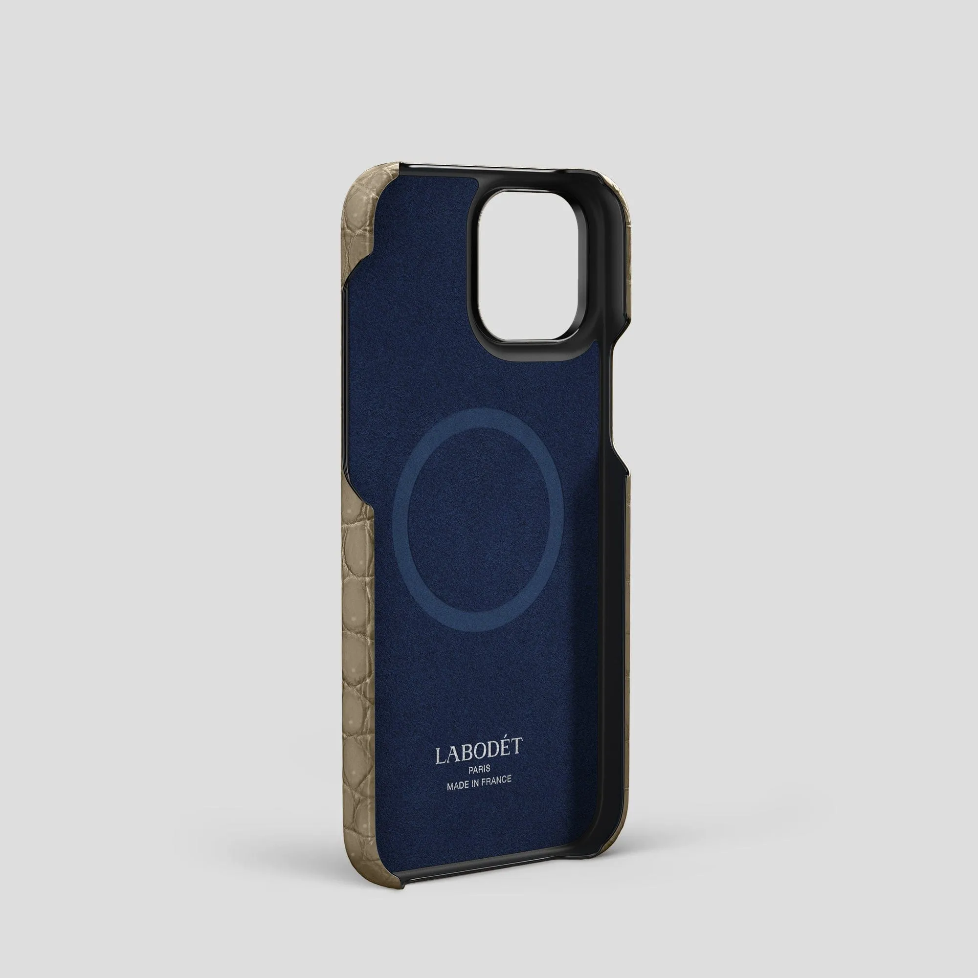 Cardholder Strap Case For iPhone 15 Pro In Porosus Crocodile