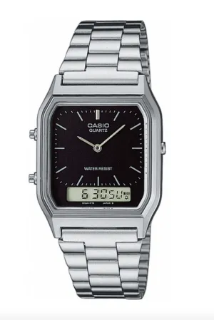 CASIO VINTAGE AQ230A-1DS DUO WATCH - SILVER/BLACK
