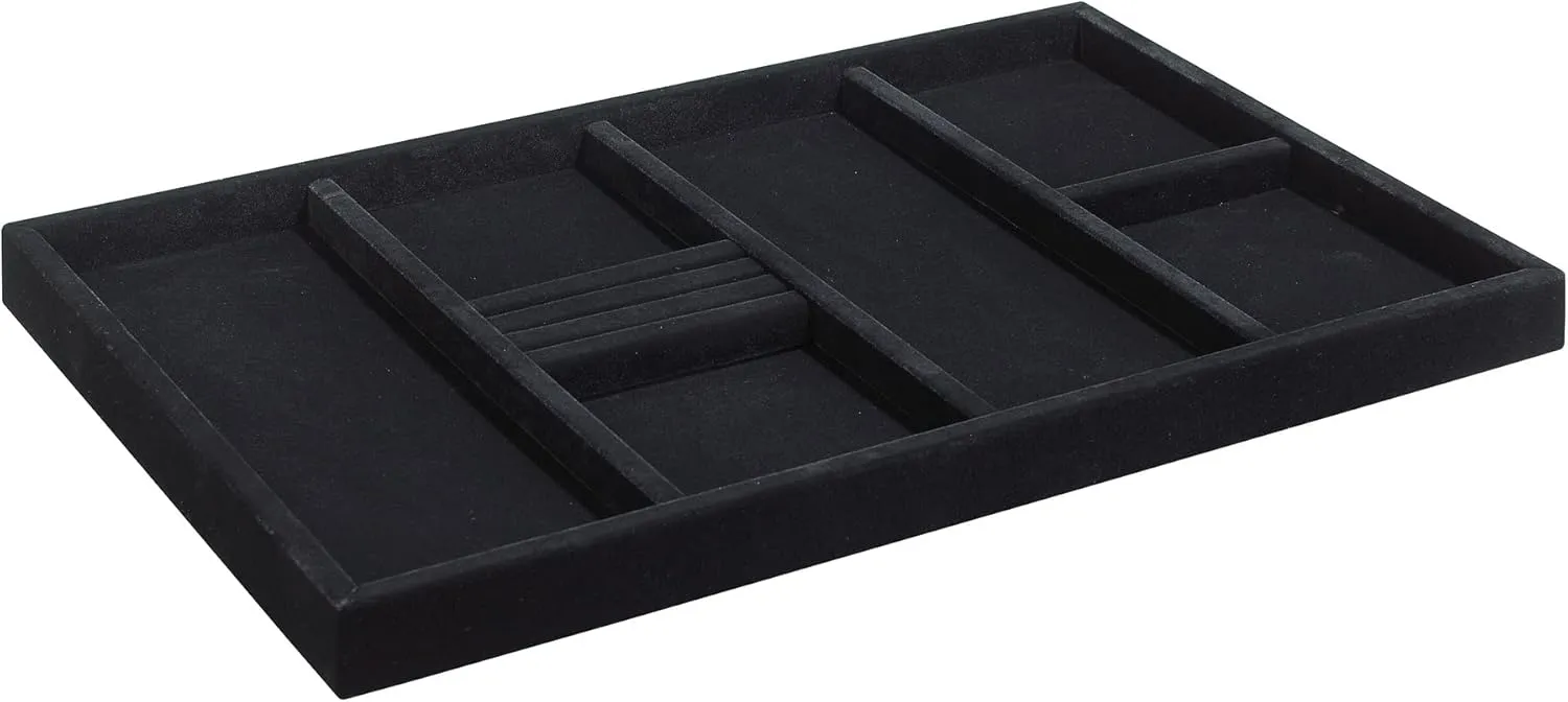 ClosetMaid SuiteSymphony Velvet Organizer, Drawers For Necklaces, Earrings, Bracelets, Watches, Rings, 21.7 in. W, Plush Black, Jewelry Tray Insert