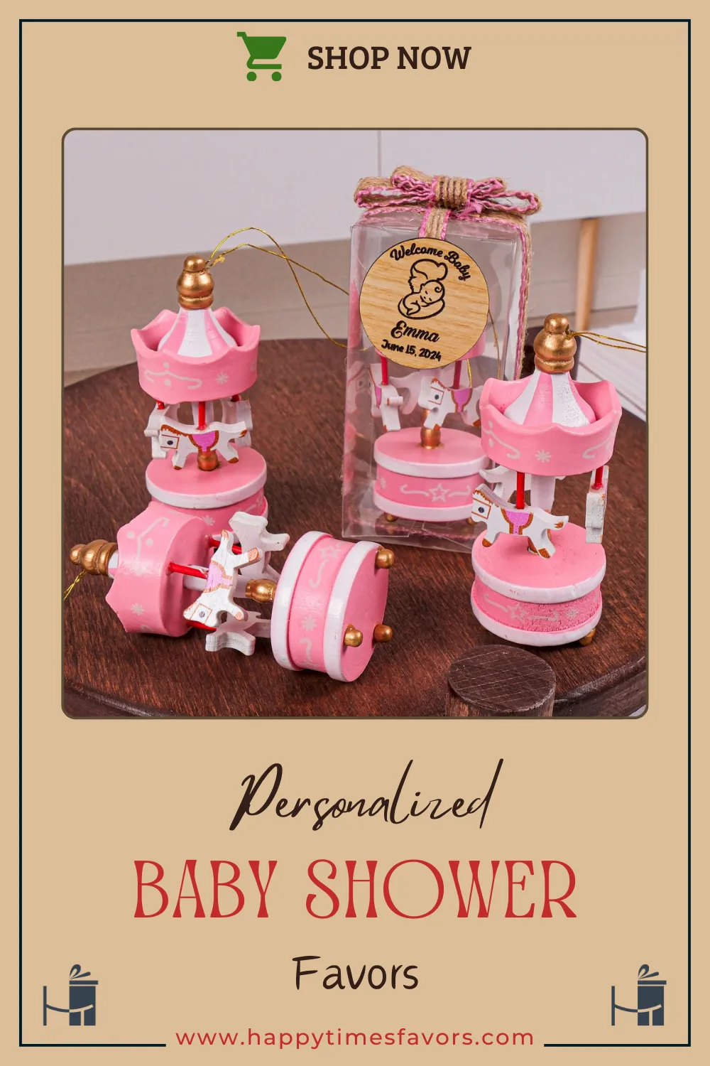 Custom Carousel Favors, Baby Shower & Baptism Gifts, Carousel Baby Shower Decor, Christmas Tree Ornament, Wooden Carousel Horse, Party Gift