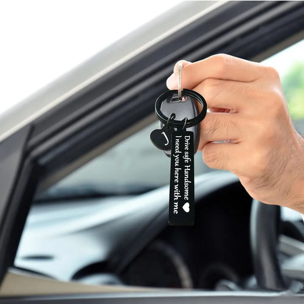 Drive Safe Keychain Gifts for Boyfriend Valentines Day Anniversary Christmas Gifts for Him Husband Keychains for Men