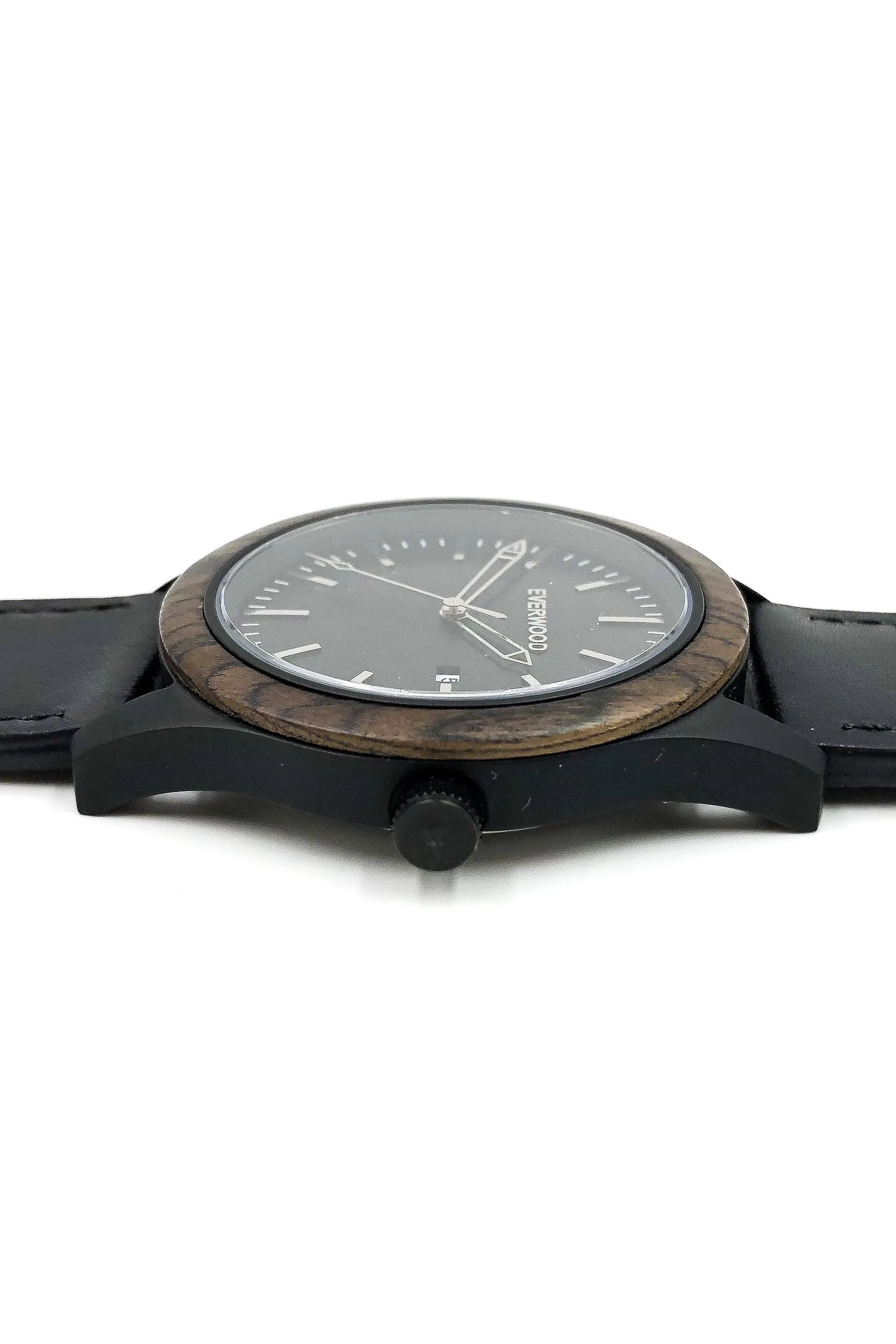 Everwood Inverness  Walnut Black Leather Watch