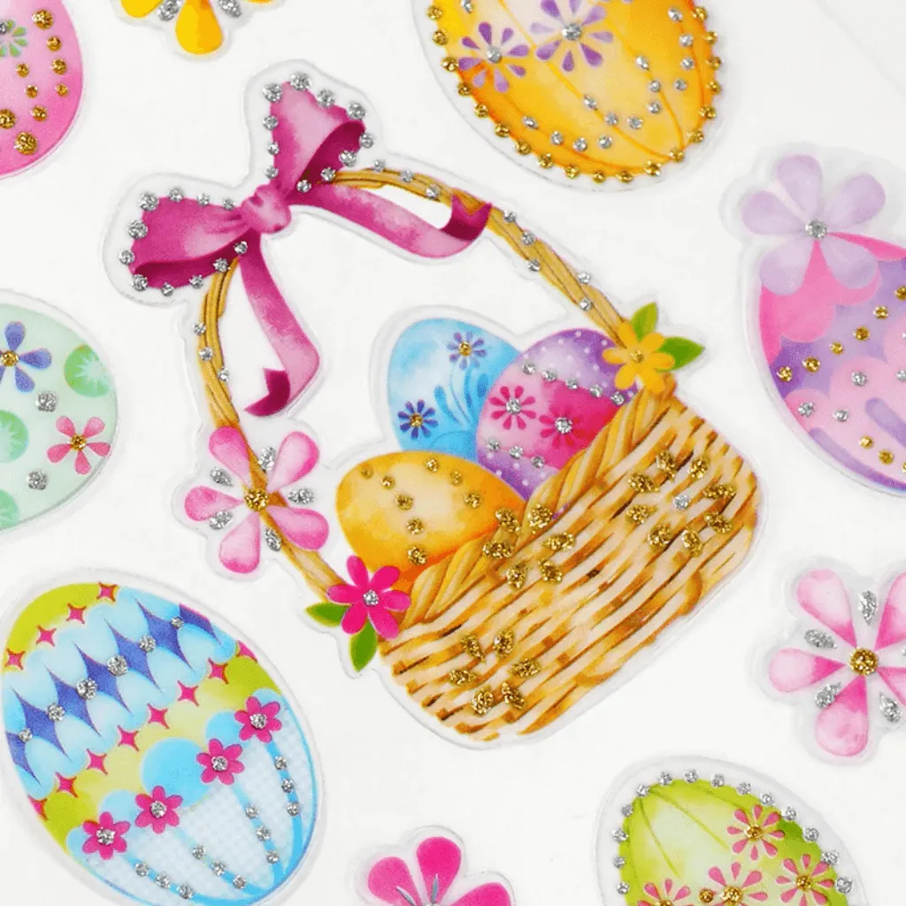 Glitter Eggs and Basket Stickers