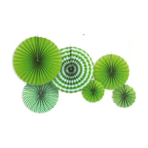 Green Decoration Fans Stripe 6 Pieces