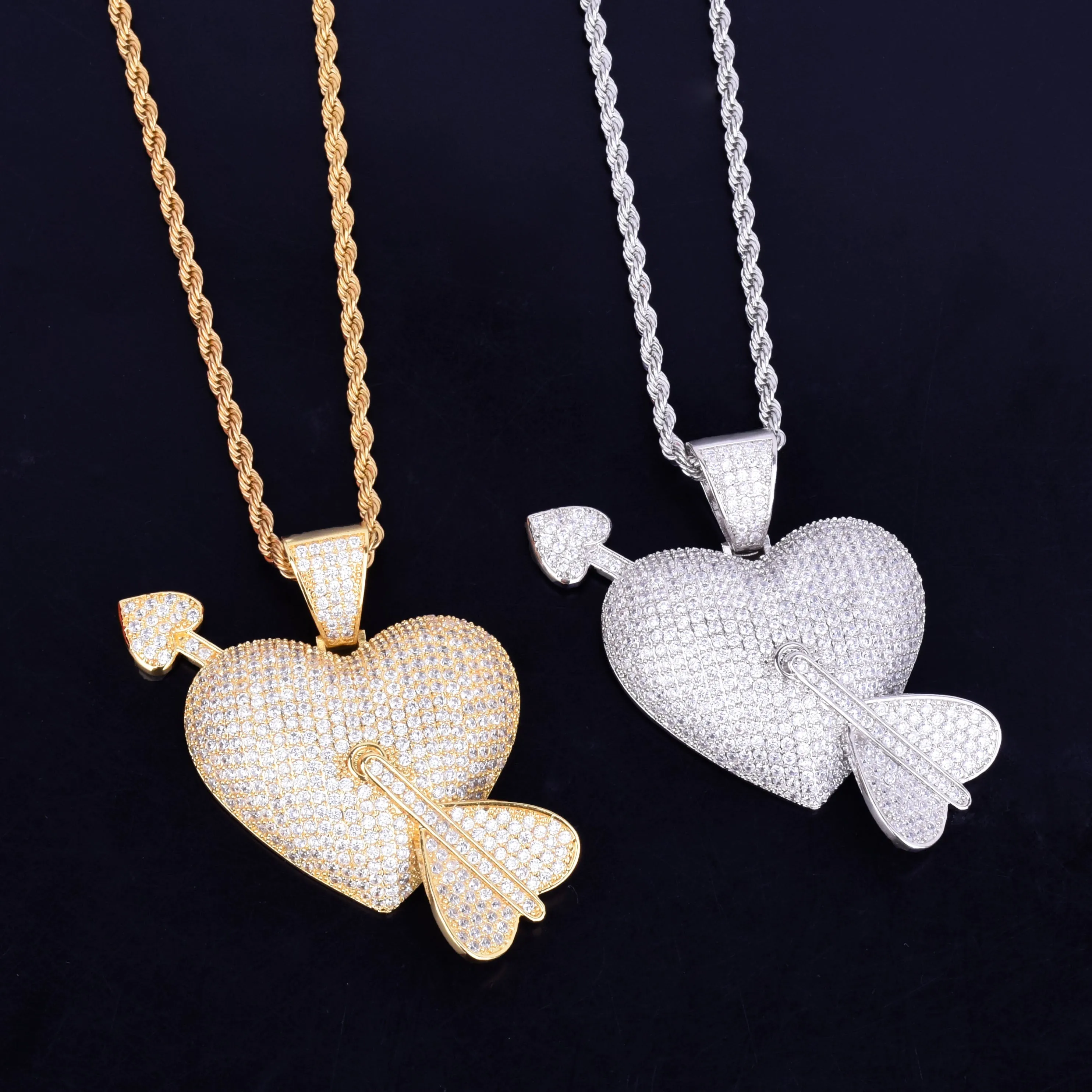 Iced Blink Heart And Arrow Necklace- Birthday Gifts For Him