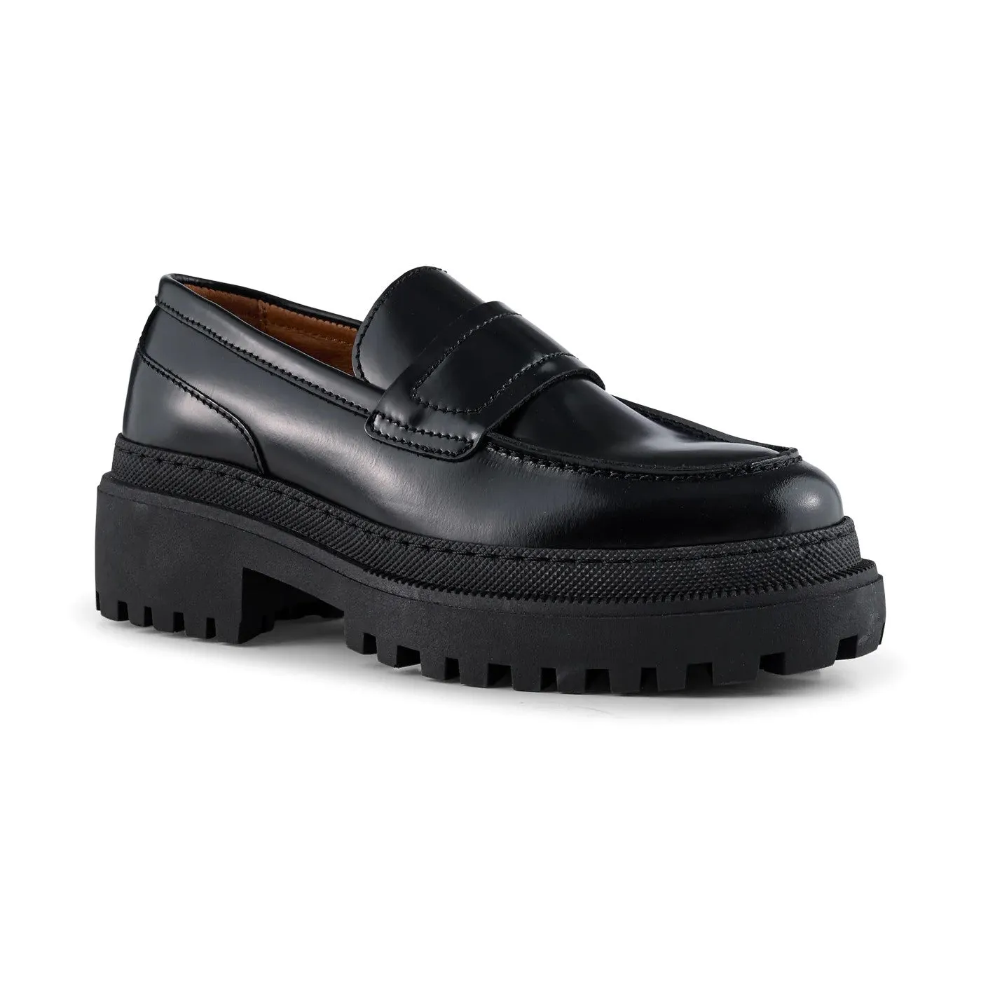 Iona Leather Loafer (Black Polido High Shine)