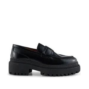 Iona Leather Loafer (Black Polido High Shine)