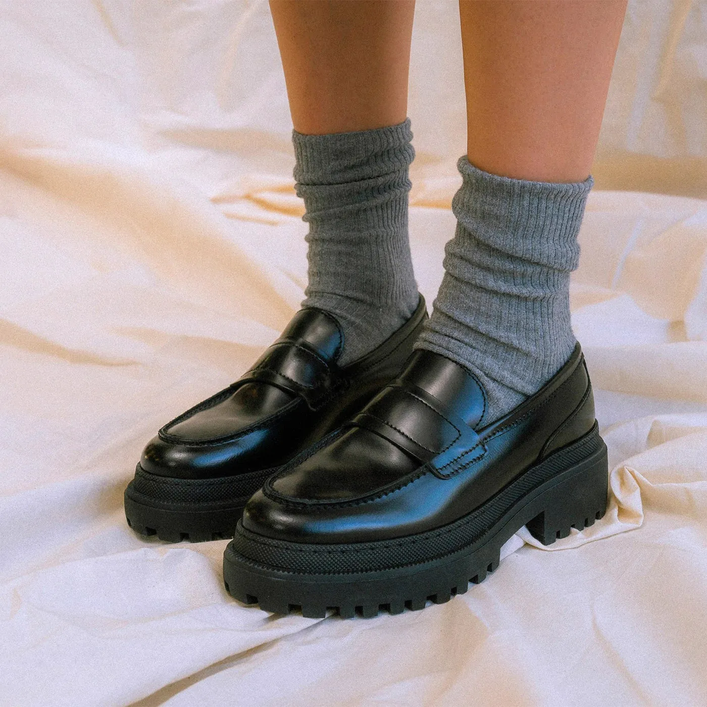 Iona Leather Loafer (Black Polido High Shine)