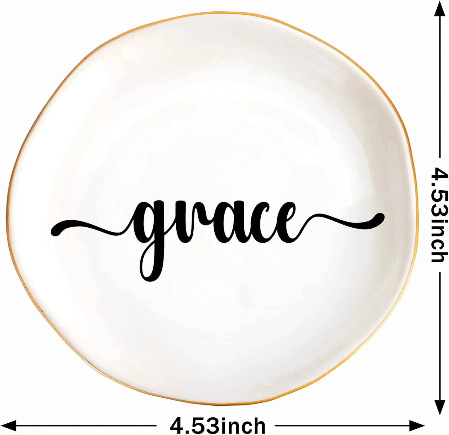 JoycuFF Grace Personalized Name Ceramic Jewelry Tray, Mothers Day Christmas Anniversary Engagement Birthday Gifts for Women Couples, Trinket Dish for Rings Earrings Necklaces Bracelets Keys
