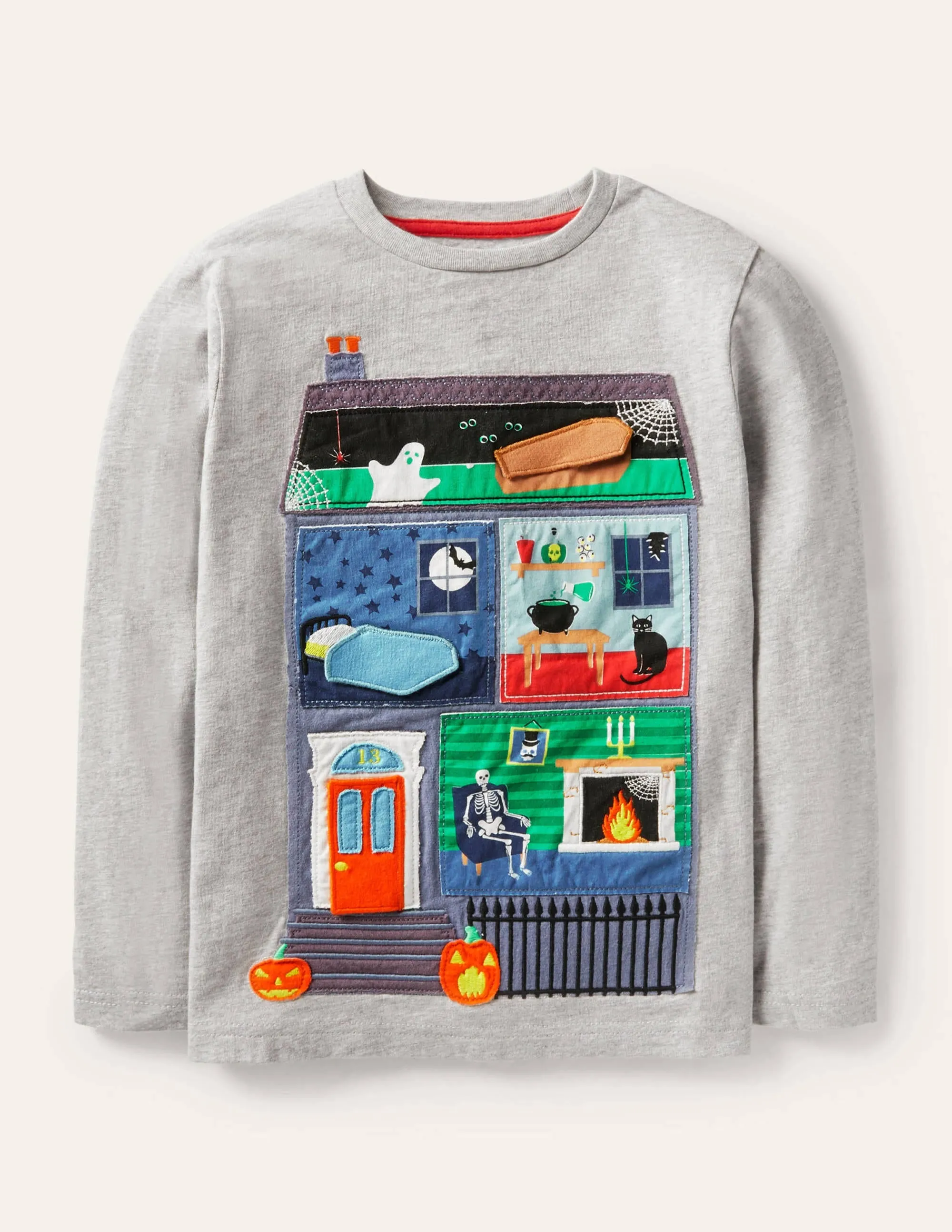 Lift-the-flap Spooky T-shirt-Grey Marl Haunted House