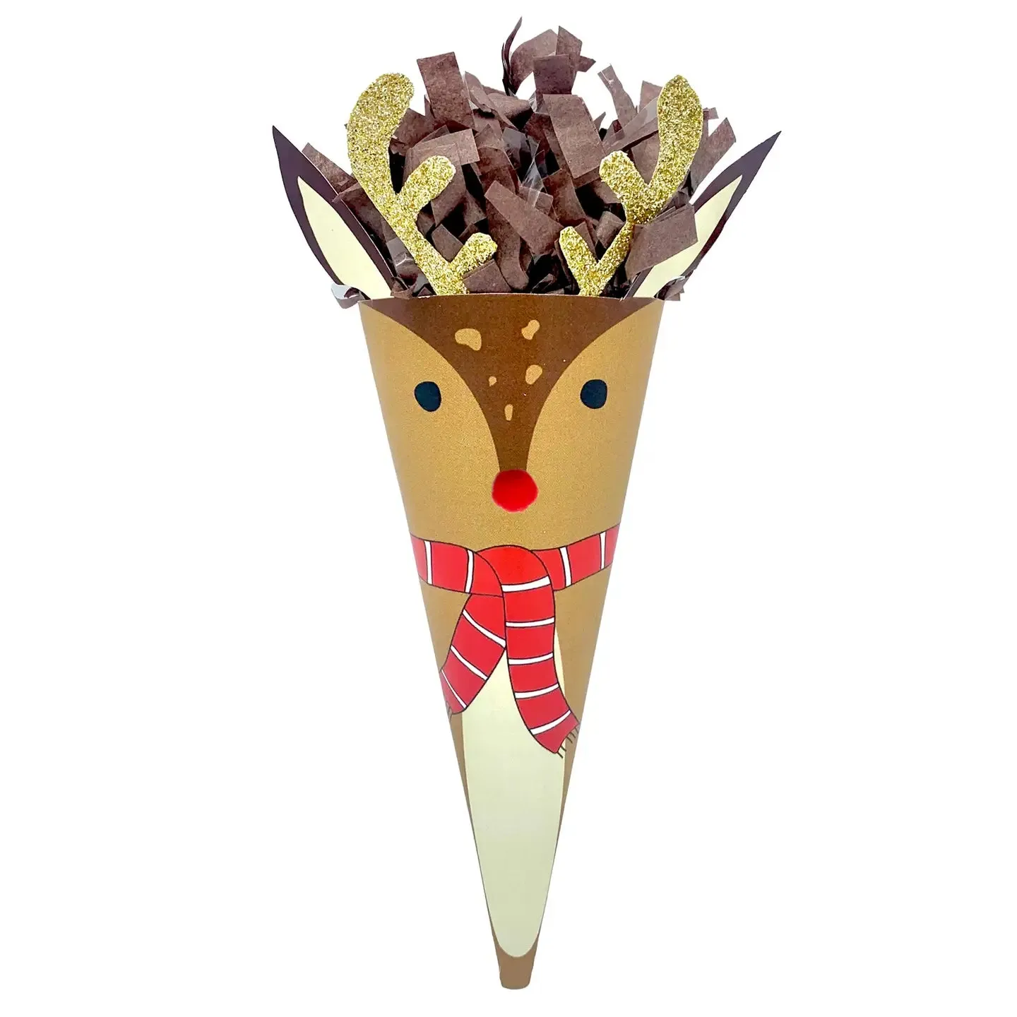 Mini Surprise Cone-Christmas-Reindeer w/Golden Antlers