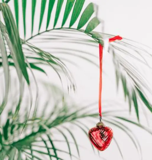Miniature Red Glass Heart Baubles - Set of 6
