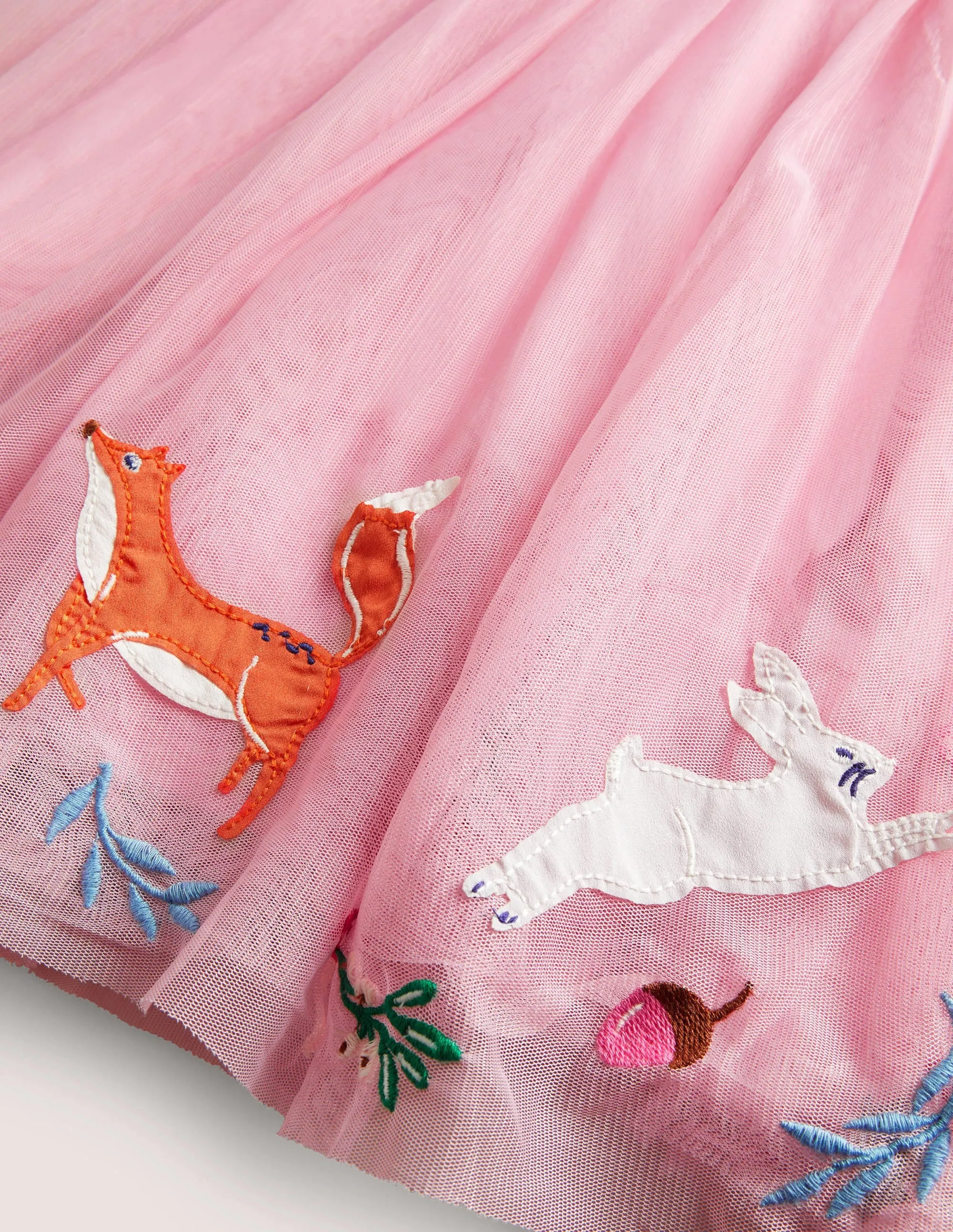 Pink Velvet Bodice Tulle Christmas Party Dress-Cameo Pink Woodland Animals