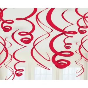 Plastic Swirl Decorations - Red