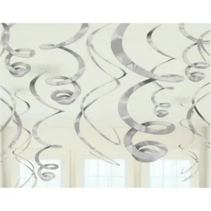 Plastic Swirl Decorations - Silver