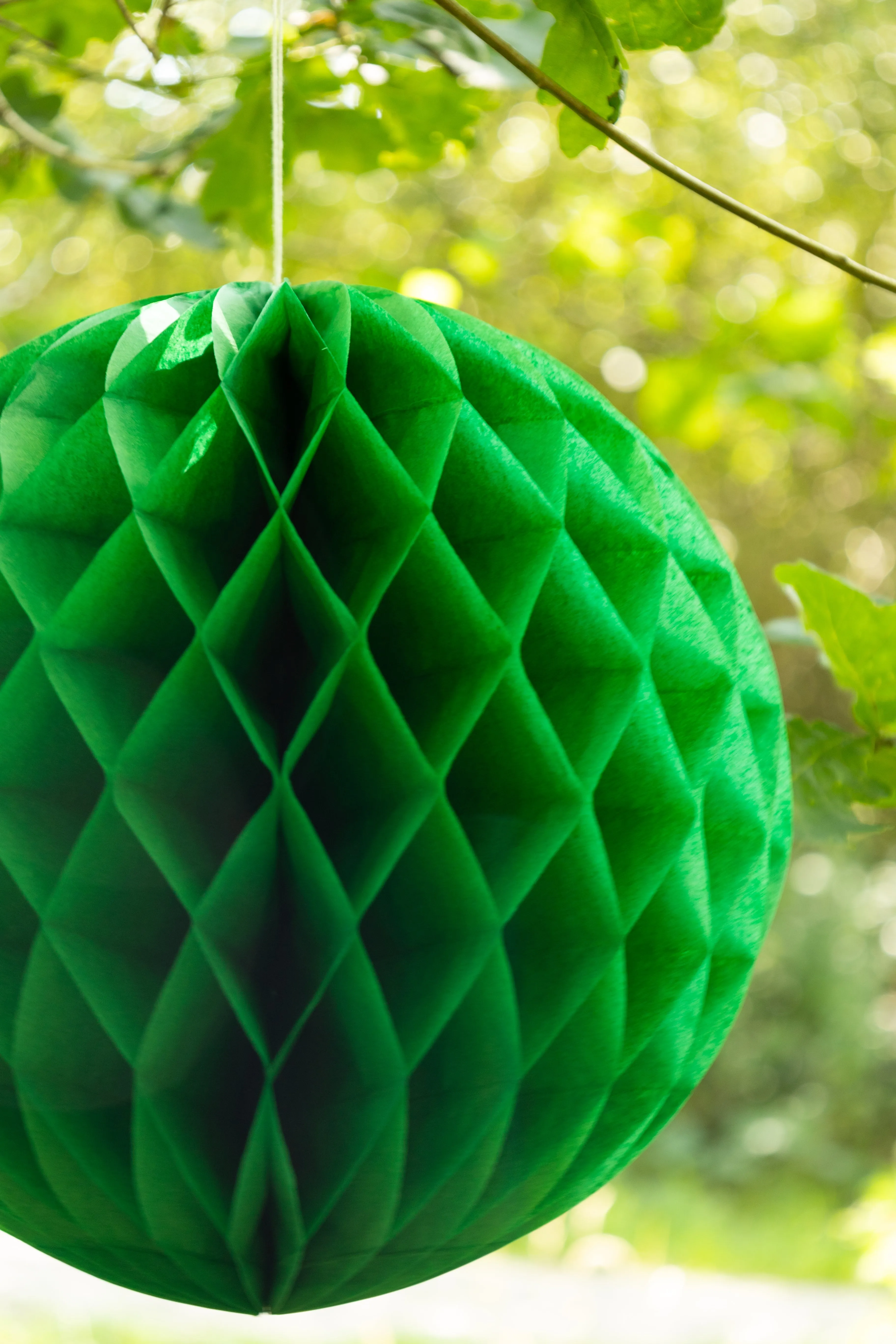 Set Of 2 Dark Green Honeycomb Ball Decorations