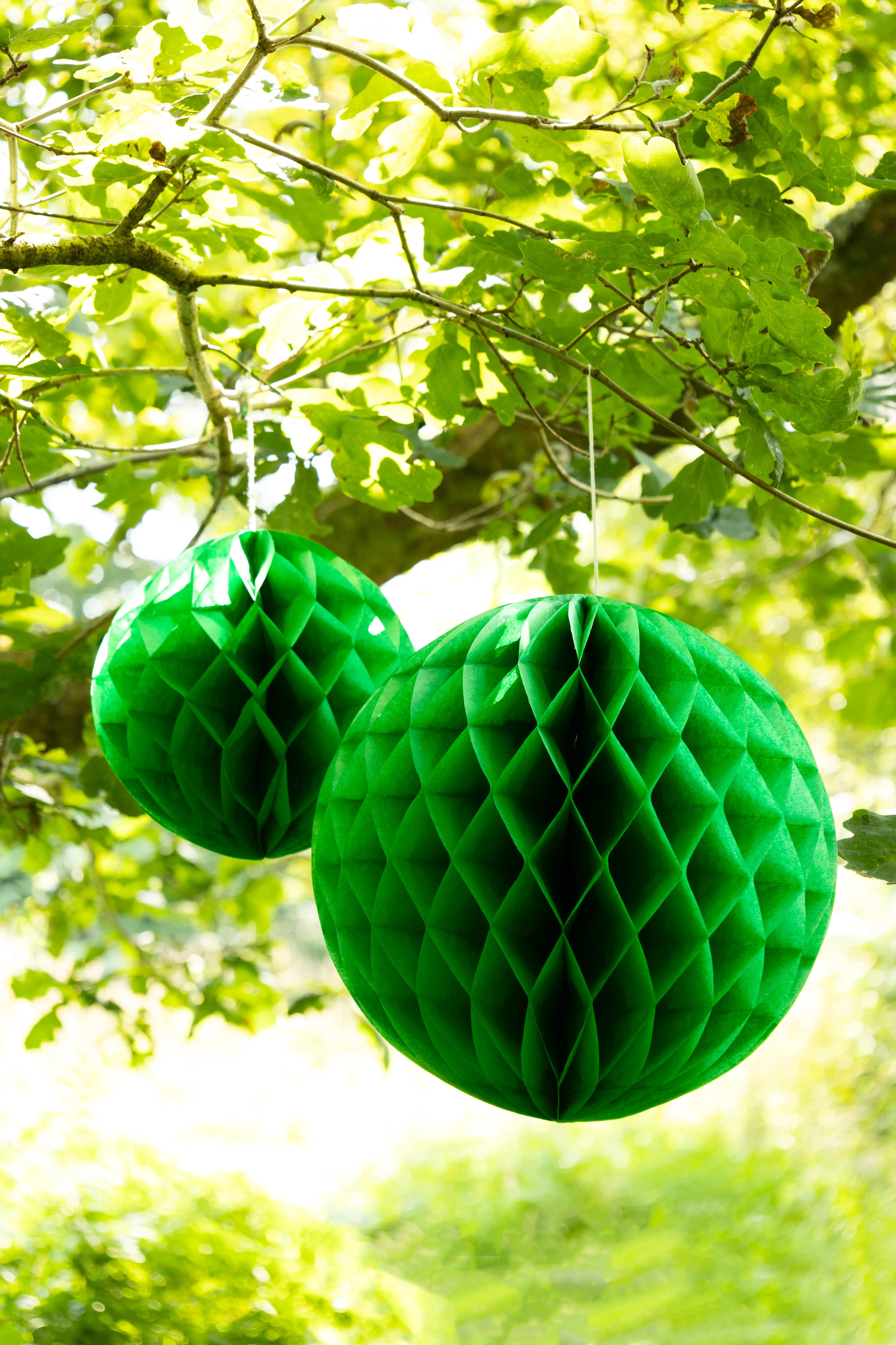 Set Of 2 Dark Green Honeycomb Ball Decorations