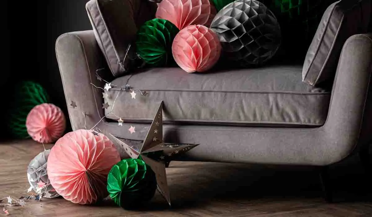 Set Of 2 Dark Green Honeycomb Ball Decorations