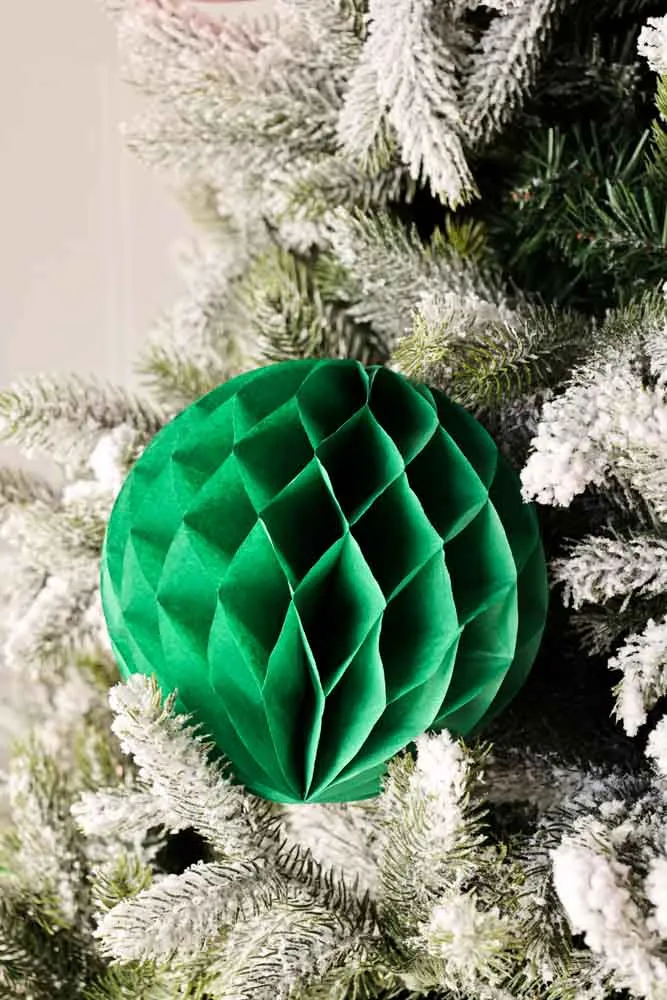Set Of 2 Dark Green Honeycomb Ball Decorations