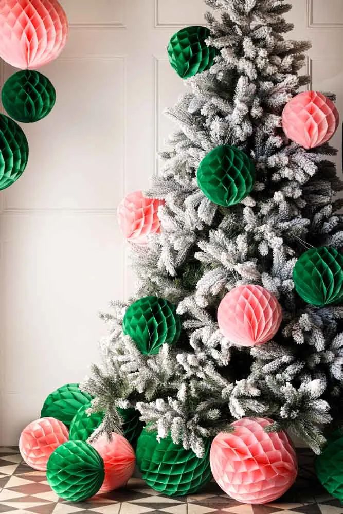 Set Of 2 Dark Green Honeycomb Ball Decorations