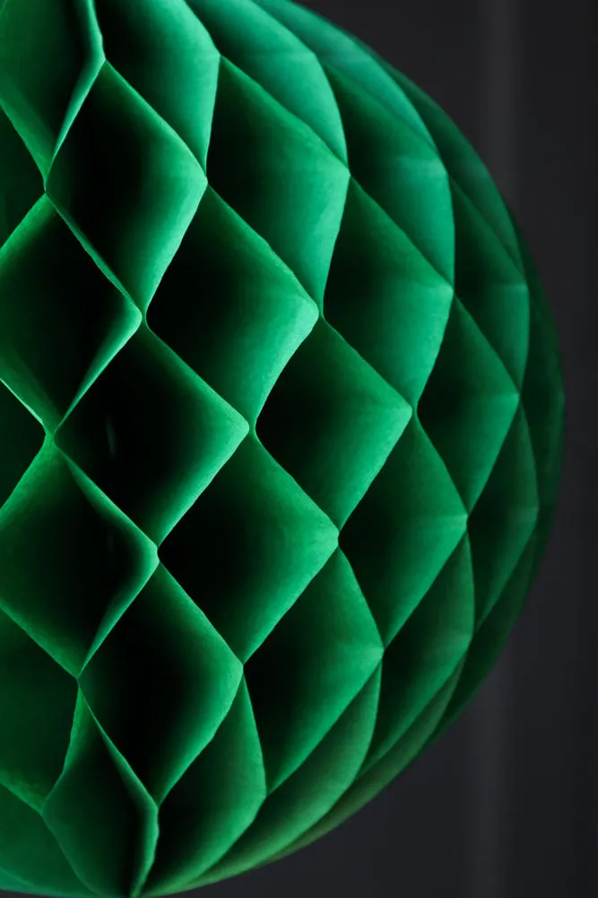 Set Of 2 Dark Green Honeycomb Ball Decorations