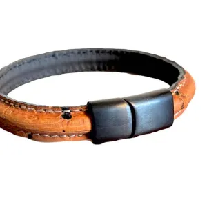 Stitched Brown Cork Bracelet - Vegan