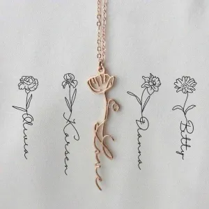 Valentine's Day Discount 50%OFF-Custom Name Necklace with Birth Flower