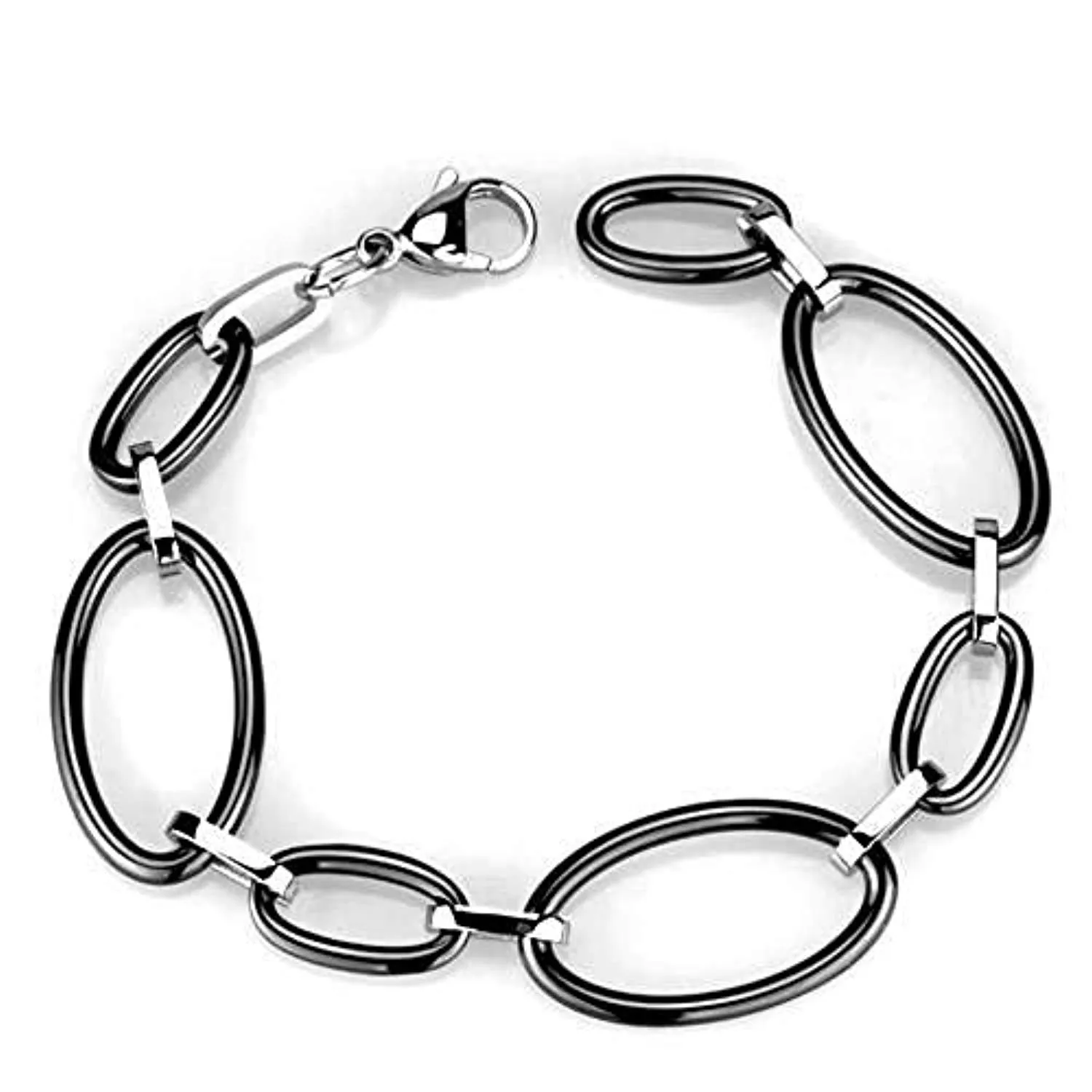 WildKlass Stainless Steel Black Stone Bracelet High Polished (no Plating) Women Ceramic Jet